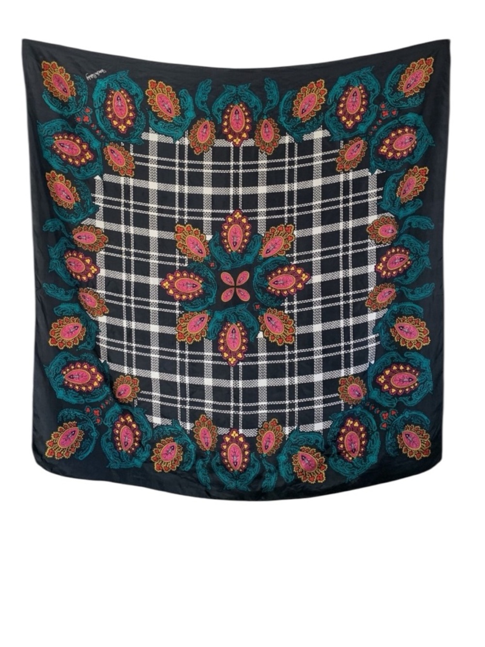 Diane Von Furstenberg Black Paisley Silk Scarf The Color Authority 80s